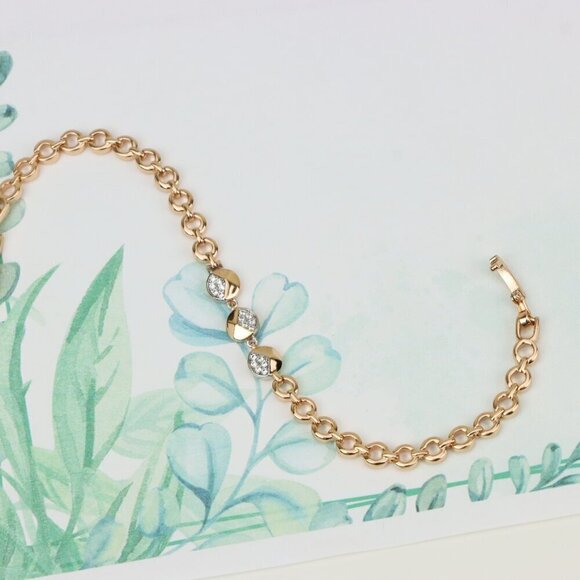 Rose Gold Designer Bracelet with Sparkling Half-Circle Charms, XPBL0703 - Picture 3 of 12